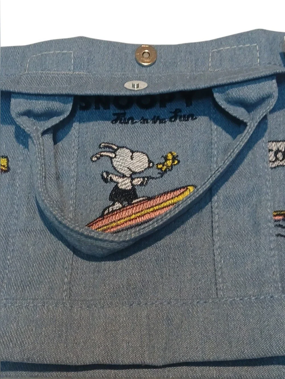 Peanuts -New Snoopy Denim Japanese Style Embroiderd Snoopys, Inside Pocket